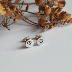 Recycled sterling silver love heart stud earrings, handmade by The Tiny Tree Frog Jewellery