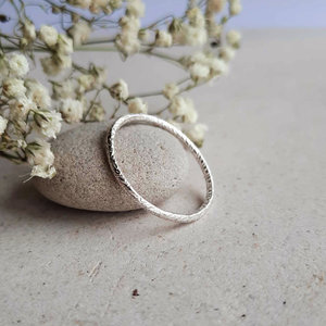 Skinny Sterling Silver Textured Stacker Ring, Handmade by The Tiny Tree Frog Jewellery
