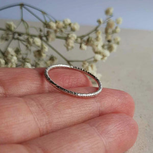 Slim Hammered 925 Sterling Silver Stackable Ring, Hand Crafted by The Tiny Tree Frog Jewellery