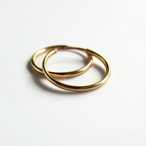 Single or Pair of 16mm 14K Gold Filled Hoop Earrings ~ The Tiny Tree Frog Jewellery