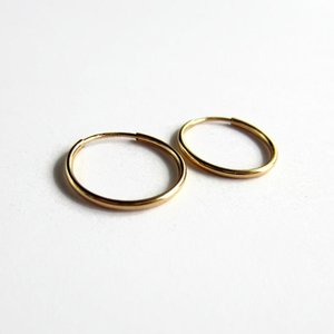 Single or Pair of 16mm 14K Gold Filled Hoop Earrings ~ The Tiny Tree Frog Jewellery