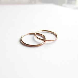 Single or Pair of Rose Gold Filled Hoop Earrings ~ 20mm