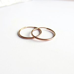 Single or Pair of Rose Gold Filled Hoop Earrings ~ 20mm