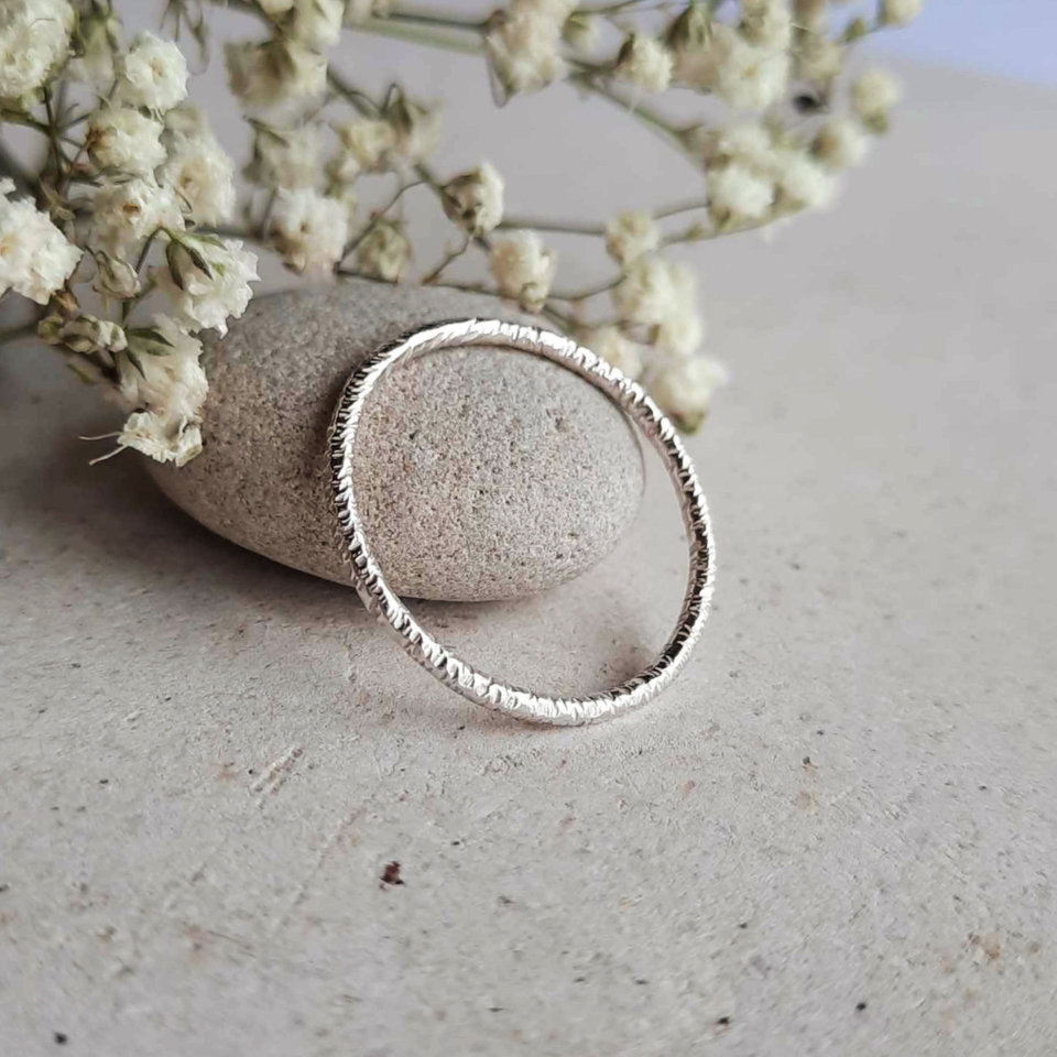 Hammered Sparkle Texture Sterling Silver Stacking Ring, Handcrafted by The Tiny Tree Frog Jewellery