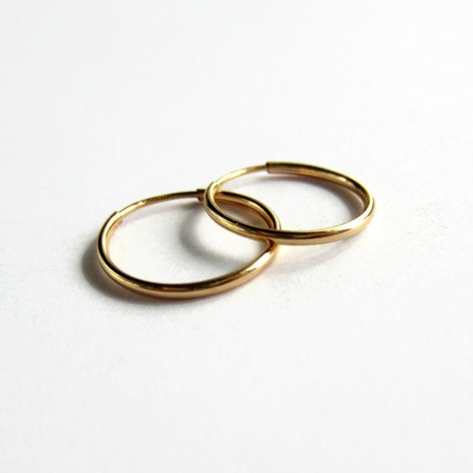 Single or Pair of 16mm 14K Gold Filled Hoop Earrings ~ The Tiny Tree Frog Jewellery