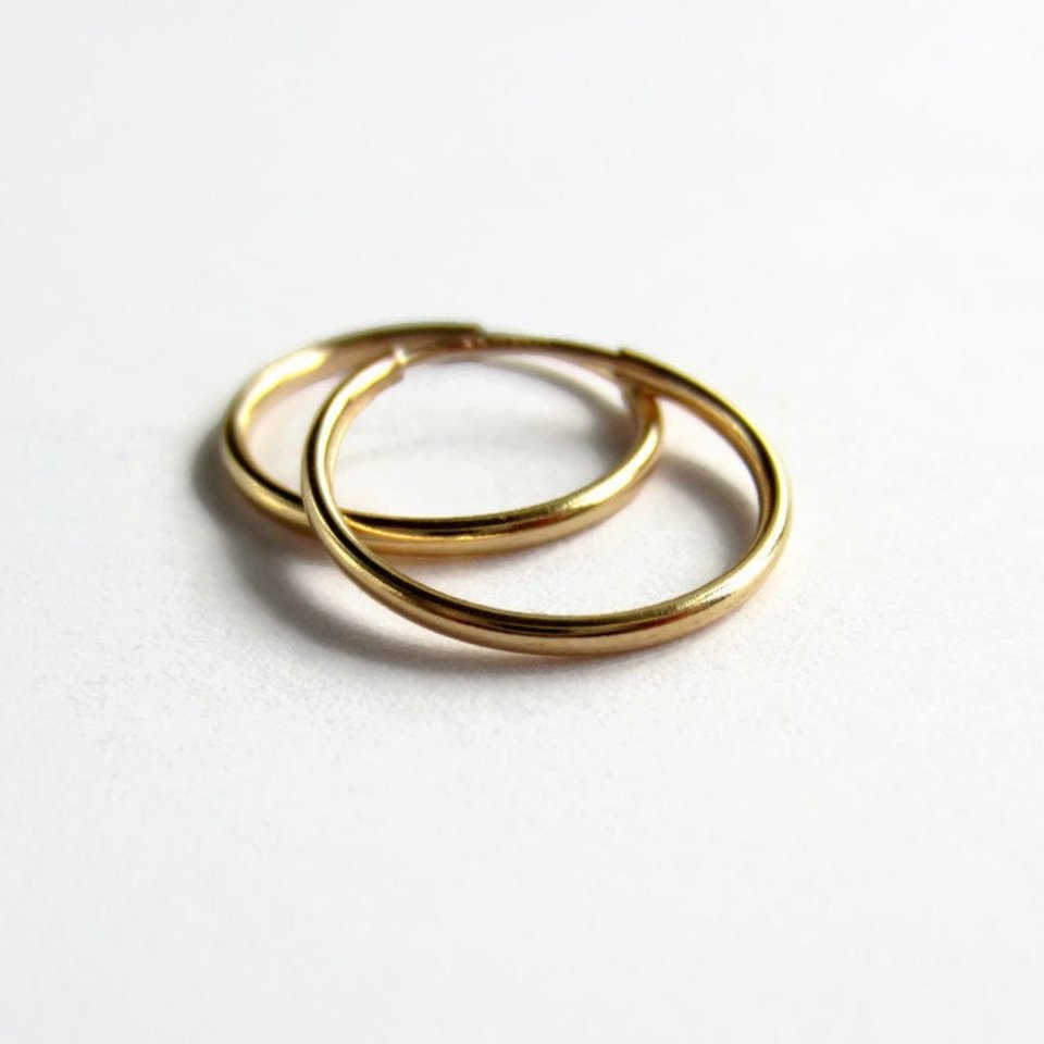 Single or Pair of 16mm 14K Gold Filled Hoop Earrings ~ The Tiny Tree Frog Jewellery