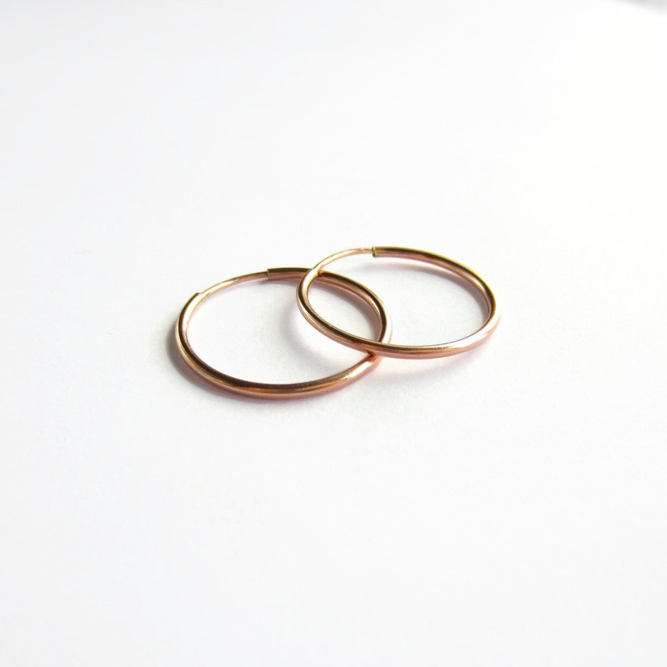 Single or Pair of Rose Gold Filled Hoop Earrings ~ 20mm