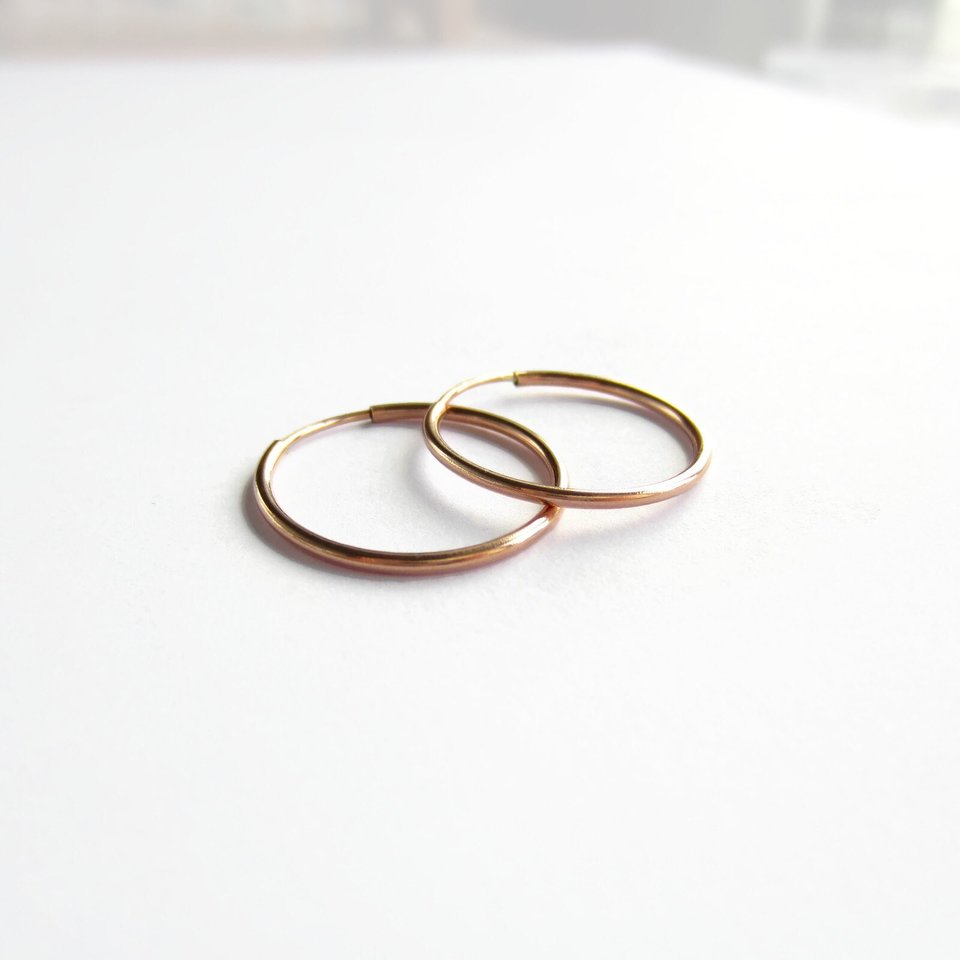 Single or Pair of Rose Gold Filled Hoop Earrings ~ 20mm