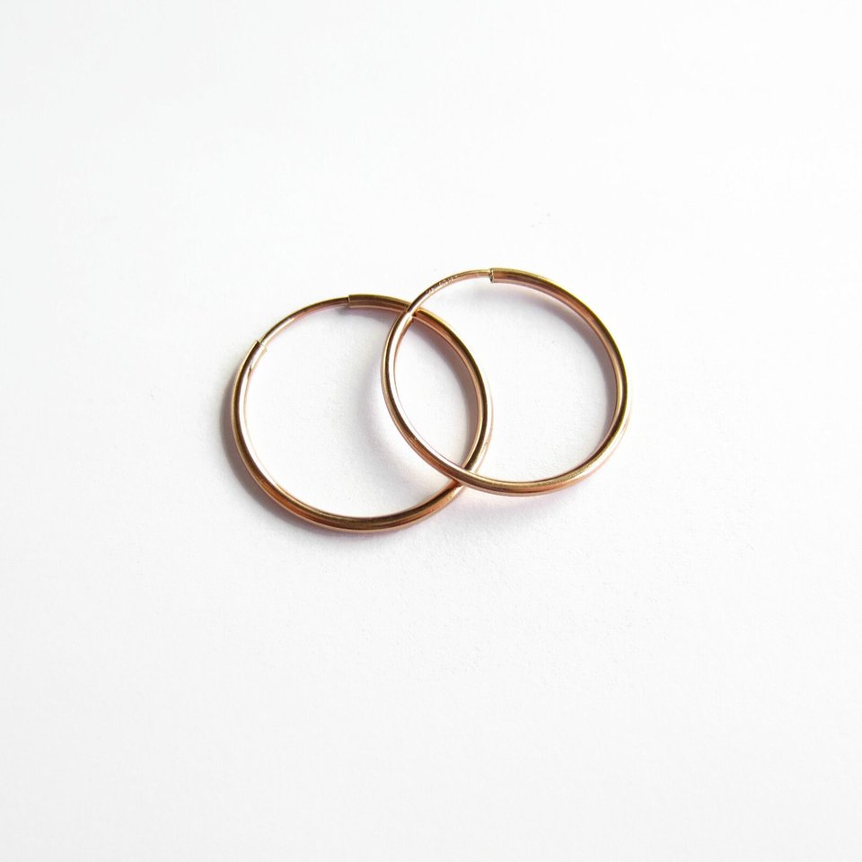 Single or Pair of Rose Gold Filled Hoop Earrings ~ 20mm