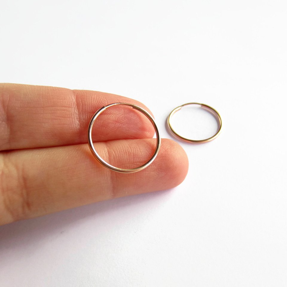 Single or Pair of Rose Gold Filled Hoop Earrings ~ 20mm