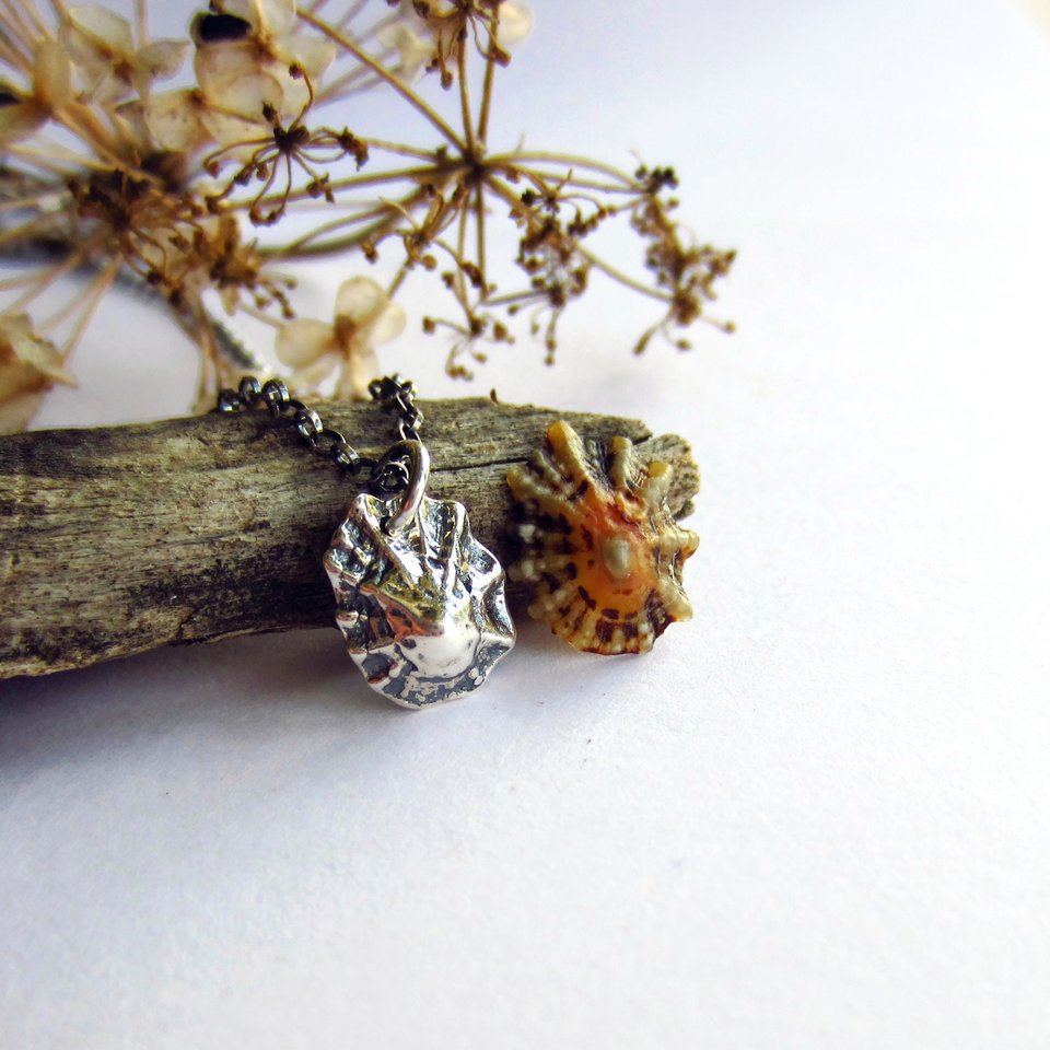Oxidised Fine Silver Limpet Shell Pendant Necklace ~ Handmade by The Tiny Tree Frog Jewellery