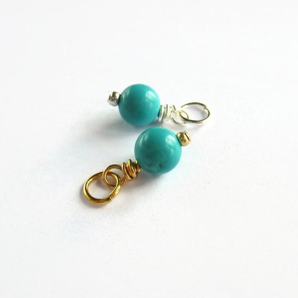 Turquoise Gemstone Charm ~ December Birthstone ~ Handmade by The Tiny Tree Frog Jewellery
