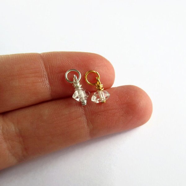 Herkimer Diamond Gemstone Charm ~ April Birthstone ~ Handmade by The Tiny Tree Frog Jewellery