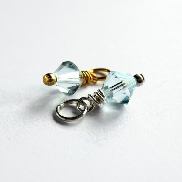 Pale Blue Crystal Charm  ~ Handmade by The Tiny Tree Frog Jewellery