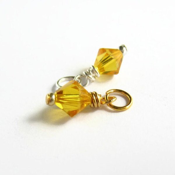 Sunflower Yellow Crystal Charm ~ Handmade by The Tiny Tree Frog Jewellery