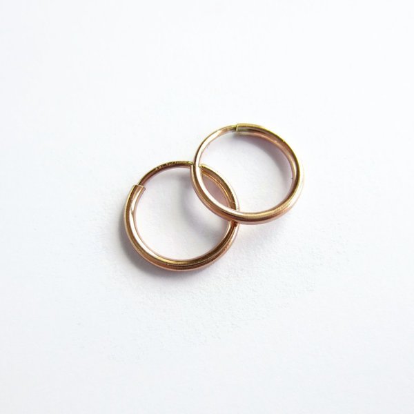 Single or Pair of 11mm 14K Rose Gold Filled Huggie Hoop Earrings ~ The Tiny Tree Frog Jewellery