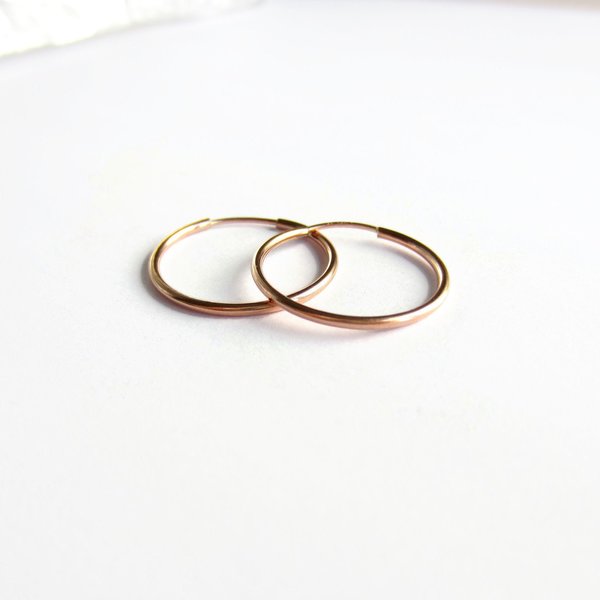 Single or Pair of Rose Gold Filled Hoop Earrings ~ 20mm
