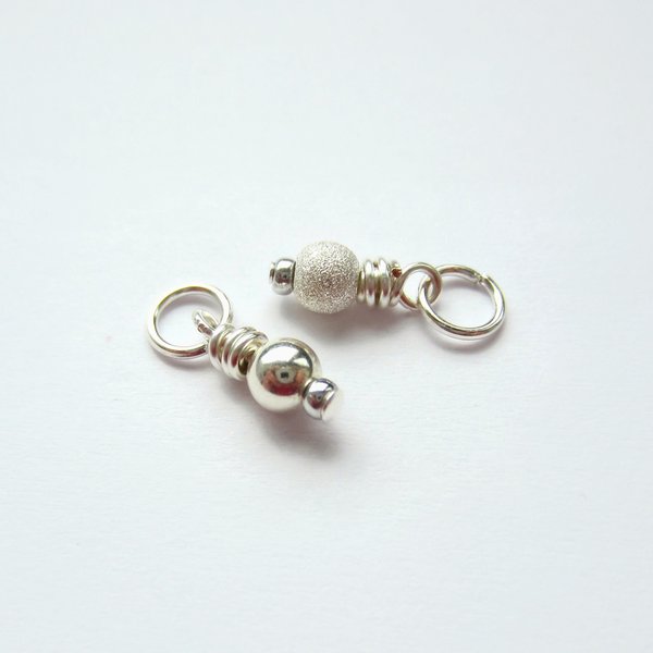 Sterling Silver Wire Wrapped Bead Charm ~ Shiny or Frosted Stardust Finish ~ Handmade by The Tiny Tree Frog Jewellery