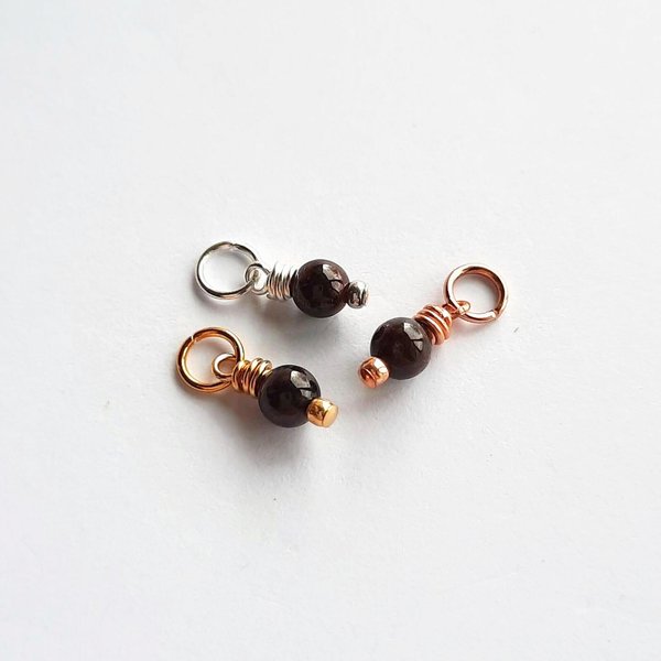 Garnet Gemstone Charm ~ January Birthstone ~ Handmade by The Tiny Tree Frog Jewellery