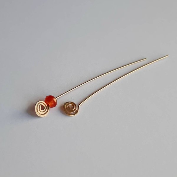 Pair of 14 Carat Gold Filled Spiral End Headpins, handmade by The Tiny Tree Frog Jewellery 