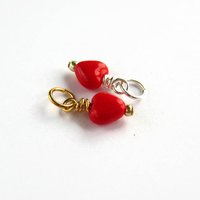 Tiny Red Czech Glass Heart Charm ~ Handmade by The Tiny Tree Frog Jewellery