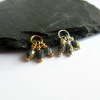 Black and Gold Czech Glass Triple Cluster Charm ~ Handmade by The Tiny Tree Frog Jewellery