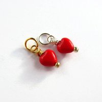 Tiny Red Czech Glass Heart Charm ~ Handmade by The Tiny Tree Frog Jewellery