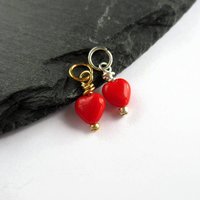 Tiny Red Czech Glass Heart Charm ~ Handmade by The Tiny Tree Frog Jewellery