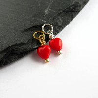 Tiny Red Czech Glass Heart Charm ~ Handmade by The Tiny Tree Frog Jewellery