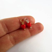 Tiny Red Czech Glass Heart Charm ~ Handmade by The Tiny Tree Frog Jewellery