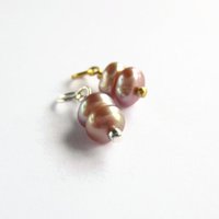 Double Pale Pink Freshwater Pearl Charm ~ June Birthstone ~ Handmade by The Tiny Tree Frog Jewellery