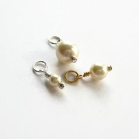 Cream Crystal Pearl Charm ~ June Birthstone ~ Handmade by The Tiny Tree Frog Jewellery