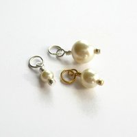 Cream Crystal Pearl Charm ~ June Birthstone ~ Handmade by The Tiny Tree Frog Jewellery
