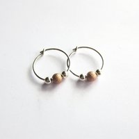 Sterling Silver and Rose Gold Filled Stardust Bead Hoop Earrings ~ Handmade by The Tiny Tree Frog Jewellery