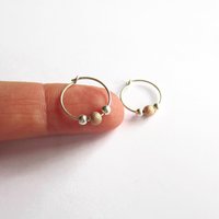 Sterling Silver and Rose Gold Filled Stardust Bead Hoop Earrings ~ Handmade by The Tiny Tree Frog Jewellery