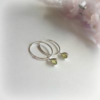 Sterling Silver Peridot Gemstone Teardrop Hoop Earrings ~ August Birthstone ~ Handmade by The Tiny Tree Frog Jewellery