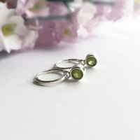 Sterling Silver Peridot Gemstone Hoop Earrings ~ August Birthstone ~ Handmade by The Tiny Tree Frog Jewellery