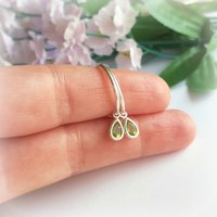 Sterling Silver Peridot Gemstone Teardrop Hoop Earrings ~ August Birthstone ~ Handmade by The Tiny Tree Frog Jewellery