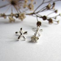 Fine Silver Star Flower Earrings ~ Handmade by The Tiny Tree Frog Jewellery
