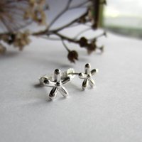 Fine Silver Star Flower Earrings ~ Handmade by The Tiny Tree Frog Jewellery