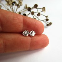 Tiny Fine Silver Seashell Stud Earrings ~ Handmade by The Tiny Tree Frog Jewellery