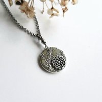 Oxidised Fine Silver Flower Necklace ~ Circular ~ Handmade by The Tiny Tree Frog Jewellery