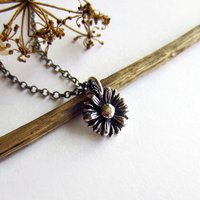 Oxidised Fine Silver Daisy Necklace ~ April Birth Flower ~ Handmade by The Tiny Tree Frog Jewellery