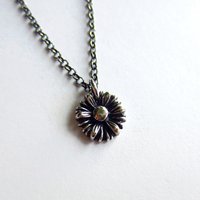 Oxidised Fine Silver Daisy Necklace ~ April Birth Flower ~ Handmade by The Tiny Tree Frog Jewellery