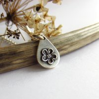 Silver Forget Me Not Teardrop Necklace ~ Handmade by The Tiny Tree Frog Jewellery