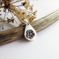 Silver Forget Me Not Teardrop Necklace ~ Handmade by The Tiny Tree Frog Jewellery