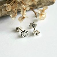 Oxidised Fine Silver Maple Leaf Stud Earrings ~ Handmade by The Tiny Tree Frog Jewellery