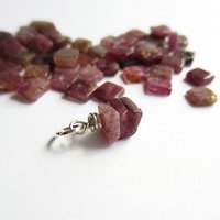 Rustic Pink Tourmaline Gemstone Stack Charm ~ October Birthstone  ~ Handmade by The Tiny Tree Frog Jewellery