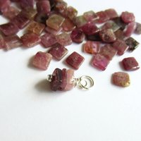 Rustic Pink Tourmaline Gemstone Stack Charm ~ October Birthstone  ~ Handmade by The Tiny Tree Frog Jewellery
