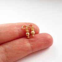 14K Gold Filled Wire Wrapped Bead Charm ~ Shiny or Frosted Stardust Finish ~ Handmade by The Tiny Tree Frog Jewellery